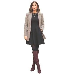 H&M Divided Black Ribbed Knit Fit and Flare Short Sleeve Dress XS